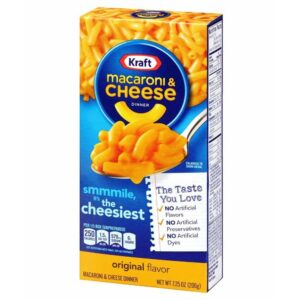 Kraft Macaroni & Cheese ist ein fertiges Käse Gericht. Macaroni & Cheese kann sehr schnell und einfach zubereitet werden. Ein sehr leckeres Gericht für bis zu 3 Portionen. Zubereitung auf der Verpackung beachten - wird nur mit Wasser