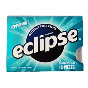 Erleben Sie ein in die belebende Frische von Wrigley's Eclipse Peppermint Kaugummi. Packung mit 18 Dragees. Inhalt: 27g