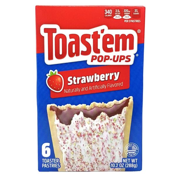 Die Toast'em Pop-Ups Strawberry bringen die köstliche Kombination aus fluffigem Toastbrot und einer Füllung mit fruchtiger Erdbeergeschmacksnote direkt zu Ihnen nach Hause. Diese praktischen Pop-Ups machen das Frühstück oder den Snack zwischendurch zu einem echten Genuss. Die weichen