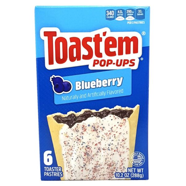 Entdecken Sie mit Toast'em Pop-Ups Blueberry eine fruchtige Geschmacksexplosion in jeder Biss. Diese knusprigen Teigtaschen sind bereits gefüllt mit einer leckeren Blaubeerfüllung