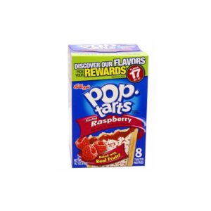 Kelloggs Pop-Tarts Frosted Raspberry sind mit einer süßen Himbeerfüllung versehen. Die Kellogs Pop Tarts sind ein amerikanischer Klassiker