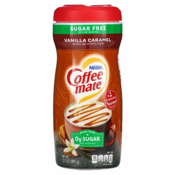 Mit SUGAR FREE Nestlé Coffee Mate Vanilla Caramel können Sie den vollen Geschmack von Vanille und Karamell in Ihrem Kaffee genießen