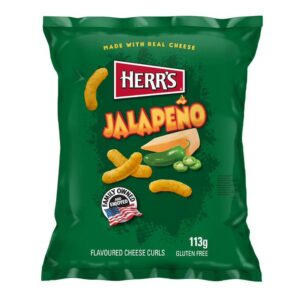 Tauchen Sie ein in die würzige Welt von Herrs Jalapeño Cheese Curls! Diese knusprigen Käselocken vereinen den köstlichen Geschmack von Cheddar mit der feurigen Schärfe von Jalapeño. Der perfekte Snack für alle